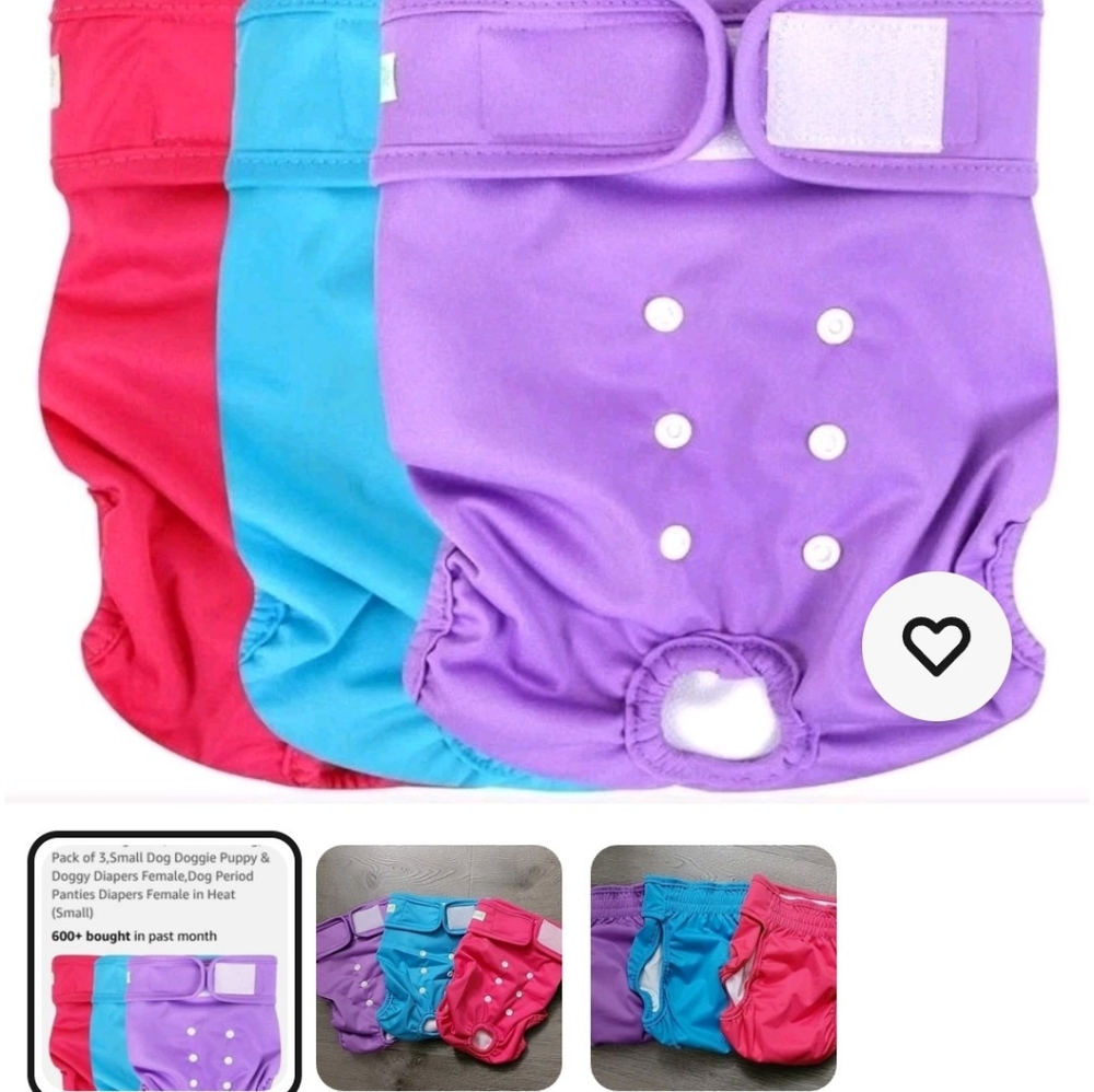 New Wegreeco Washable  Reusable Premium Dog Diapers, Female Sz M Pk Of 3